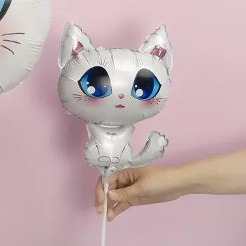 Шар фольгированный 15" мини-фигура "Котенок" белый