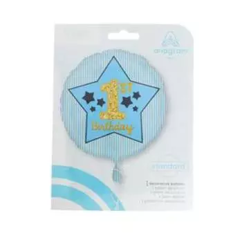 Шар фольгированный 18" «1-й ДР! Мальчик. Звёзды», круг