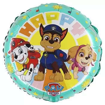 Шар фольгированный 18" Happy «Щенячий Патруль», круг