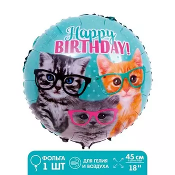 Шар фольгированный 18" «Кошечки в очках»
