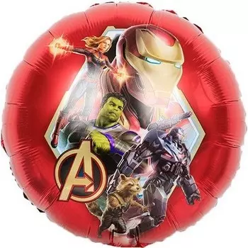 Шар фольгированный 18" круг "Герои Марвел, Мстители", красный