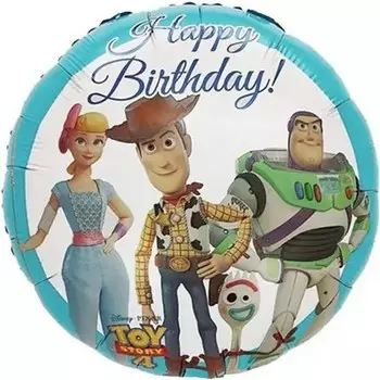 Шар фольгированный 18" круг «История Игрушек, С Днём Рождения»