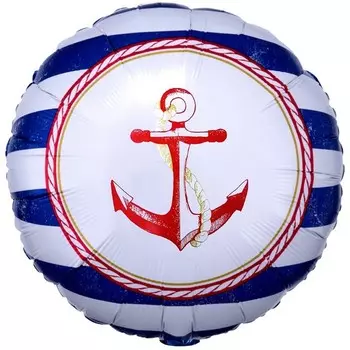 Шар фольгированный 18" "Морская Якорь", круг