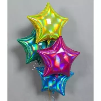 Шар фольгированный 18" «Перламутровый блеск», звезда, голография, цвет золотой
