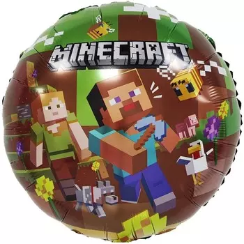 Шар фольгированный 18" «Пиксельные человечки» №2, круг, в инд.уп.