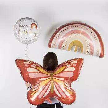 Шар фольгированный 18" «С днём рождения!», радуга бохо, круг