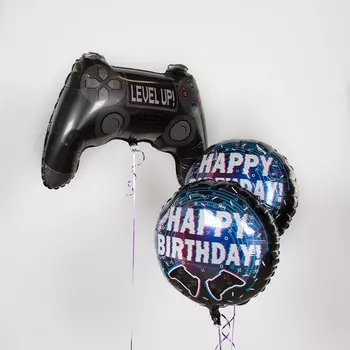 Шар фольгированный 18" «С днём рождения», гейм-пати, круг