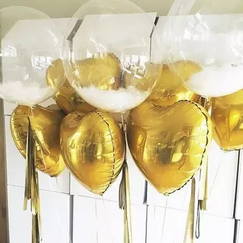 Шар фольгированный 18" "Сердце" без рисунка, металл, цвет золотой