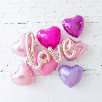 Шар фольгированный 18", сердце, металлик, розовый