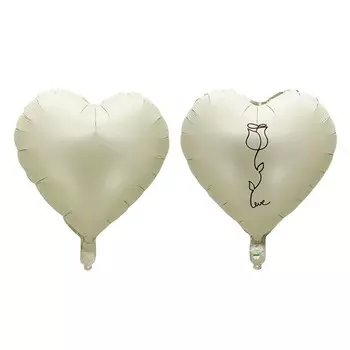 Воздушный шар фольгированный 18" «Сердце с розой», ваниль
