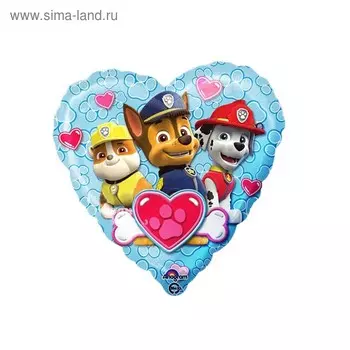 Шар фольгированный 18" «Щенячий патруль», сердце голубое