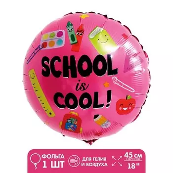 Шар фольгированный 18" «Школа – это круто», цвет розовый