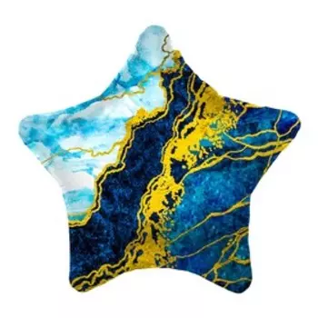 Шар фольгированный 19" «Синий мрамор», звезда