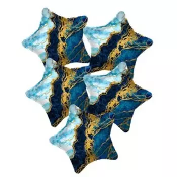 Шар фольгированный 19" «Синий мрамор», звезда, набор 5 шт.