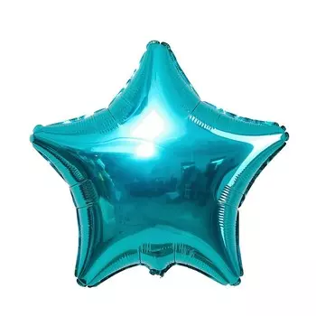 Воздушный шар фольгированный 19", звезда, бирюзовый