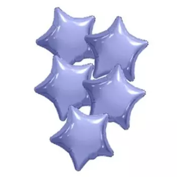 Шар фольгированный 19", звезда, набор 5 шт., цвет пастельный фиолетовый