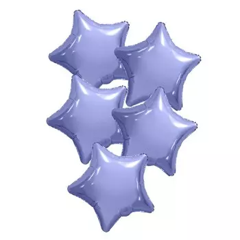 Шар фольгированный 19", звезда, набор 5 шт., цвет пастельный фиолетовый