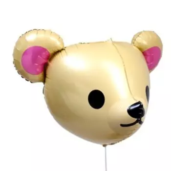 Воздушный шар фольгированный 23" «Голова мишки», фигура, бежевый