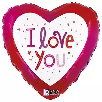 Шар фольгированный 23" "Я Люблю Тебя (искорки),", шоколадное сердце