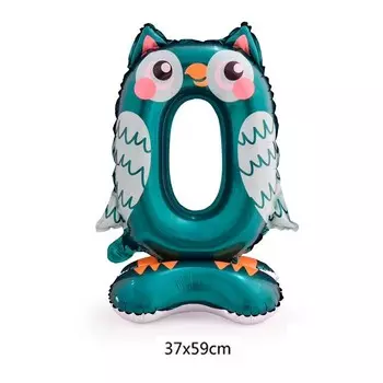 Воздушный шар фольгированный 24" «Цифра 0. Сова», на подставке