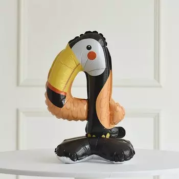 Воздушный шар фольгированный 24" «Цифра 4. Тукан», на подставке