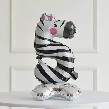 Воздушный шар фольгированный 24" «Цифра 5», на подставке