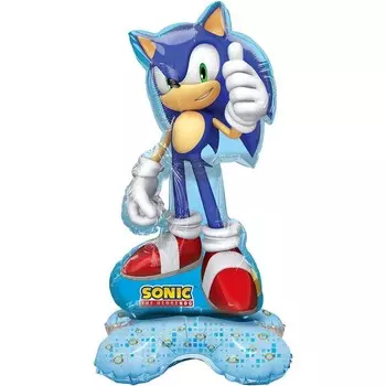 Шары воздушные фольгированные 24" «Ёжик Аниме», синий, фигура на подставке, под воздух