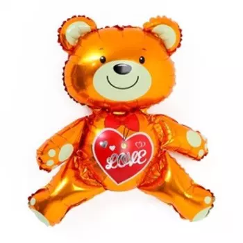 Воздушный шар фольгированный 24" «Мишка с сердцем», фигура, под воздух