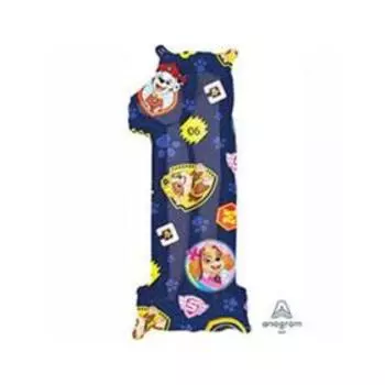 Шар фольгированный 26" «Щенячий патруль», цифра 1