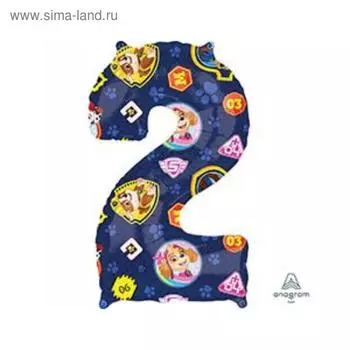 Шар фольгированный 26" «Щенячий патруль», цифра 2