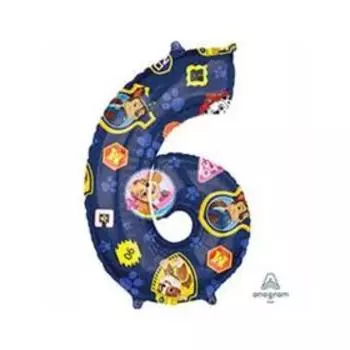 Шар фольгированный 26" «Щенячий патруль», цифра 6