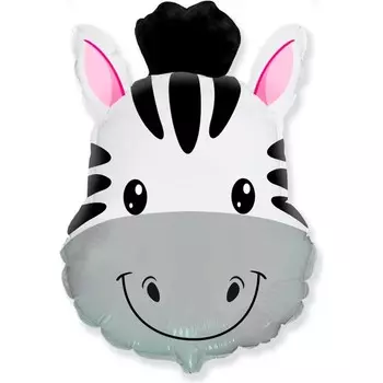 Шар фольгированный 27" фигура "Голова, Милая Зебра"