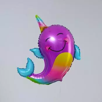 Шар фольгированный 28" «Кит-единорг», цвет фиолетовый