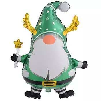 Шар фольгированный 29" «Гном зёленый с рогами», фигура