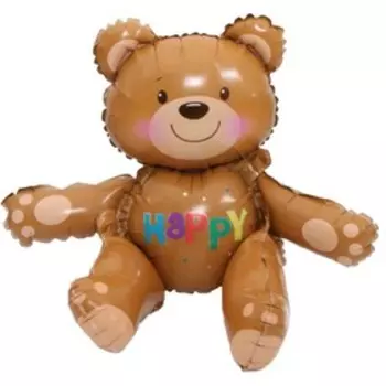 Шар фольгированный 30" «Сидящий мишка», цвет коричневый