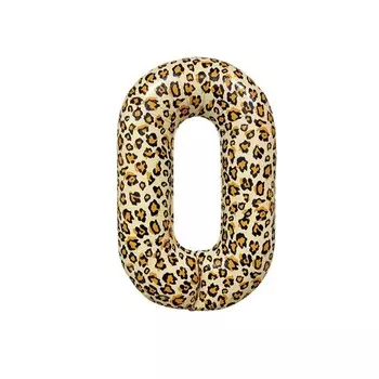 Шар фольгированный 32" Цифра 0, цвет леопард