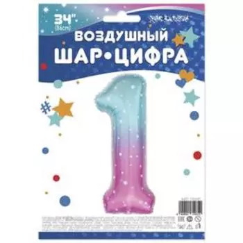 Шар фольгированный 32" «Цифра 1», нежные искры