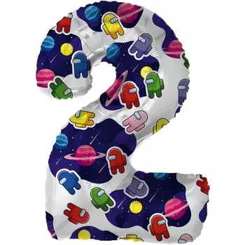 Шар фольгированный 32" «Цифра 2. Космонавтики» + подарок