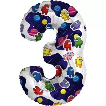Шар фольгированный 32" «Цифра 3. Космонавтики» + подарок