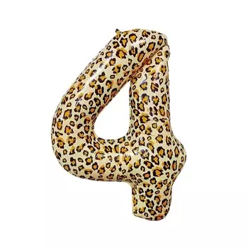 Шар воздушный фольгированный 32" Цифра 4, леопард