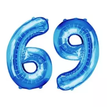 Шары воздушные фольгированные 32", цифра 6, индивидуальная упаковка, цвет синий