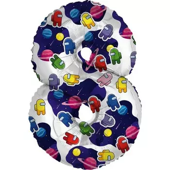 Шар фольгированный 32" «Цифра 8. Космонавтики» + подарок