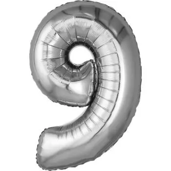Шар воздушный фольгированный 32" «Цифра 9», серебристый