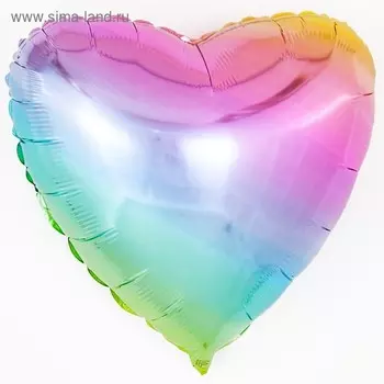 Шар фольгированный 32" «Градиент», сердце, нежная радуга