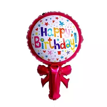 Шар фольгированный 22" «С днём рождения! Шар с бантом», цвет розовый