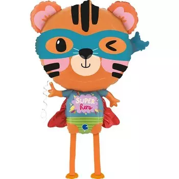 Шар воздушный фольгированный 33" «Тигрёнок Супергерой», ходячая фигура