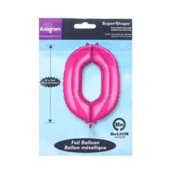 Шар фольгированный 34" «Цифра 0», цвет розовый