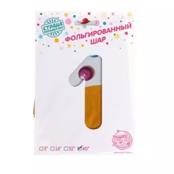 Шар фольгированный 34" «Цифра 1», пончик