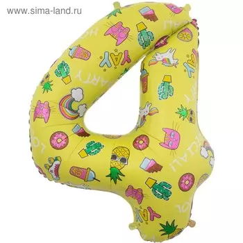 Шар фольгированный 34" «Цифра 4»