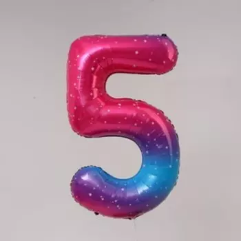 Шар фольгированный 34" «Цифра 5», звёздный